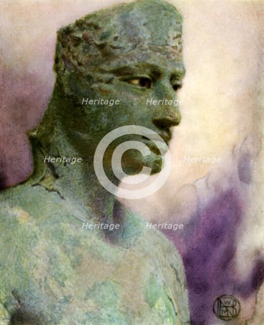 Head of a bronze statue of Pepy I, Ancient Egyptian pharaoh, 24th-23rd century BC (1926).  Artist: Winifred Mabel Brunton