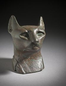 Head of a Cat, 712-332 B.C.. Creator: Unknown