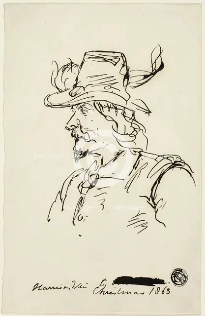Head of a Cavalier, 1863. Creator: Harrison Weir.