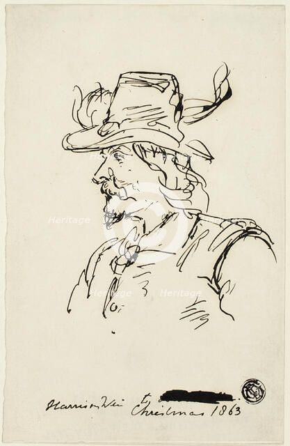 Head of a Cavalier, 1863. Creator: Harrison Weir.