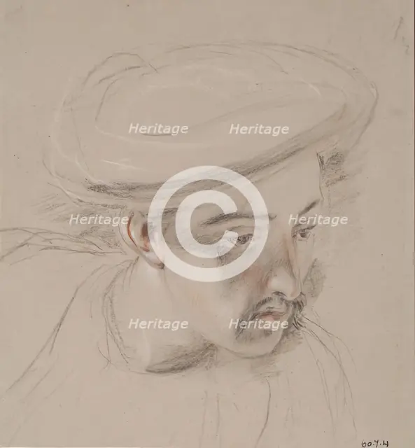 Head of a Cavass - Study for Slave Market, Constantinople, 1830. Creator: William Allan.