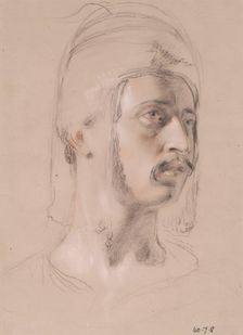 Head of a Circassian Chief - Study for Slave Market, Constantinople, 1830. Creator: William Allan