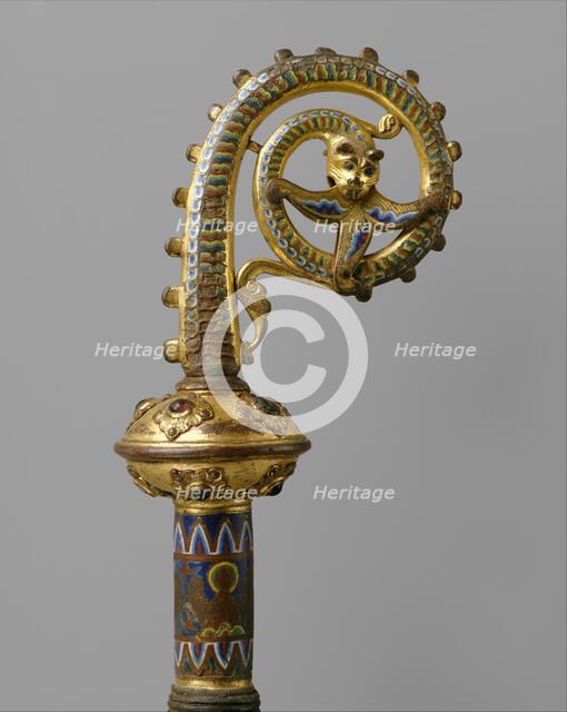 Head of a Crozier with a Serpent Devouring a Flower, French, ca. 1200-1220. Creator: Unknown.