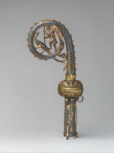 Head of a Crozier with Saint Michael Slaying the Dragon, French, 1220-30. Creator: Unknown