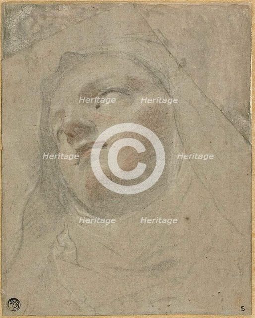 Head of a Dominican Nun: Study for the Ecstasy of Saint Dominic, 1673/75. Creator: Domenico Maria Canuti.