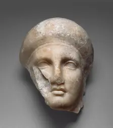 Head of a Female Attendant from a Grave Naiskos, about 350 BC. Creator: Unknown