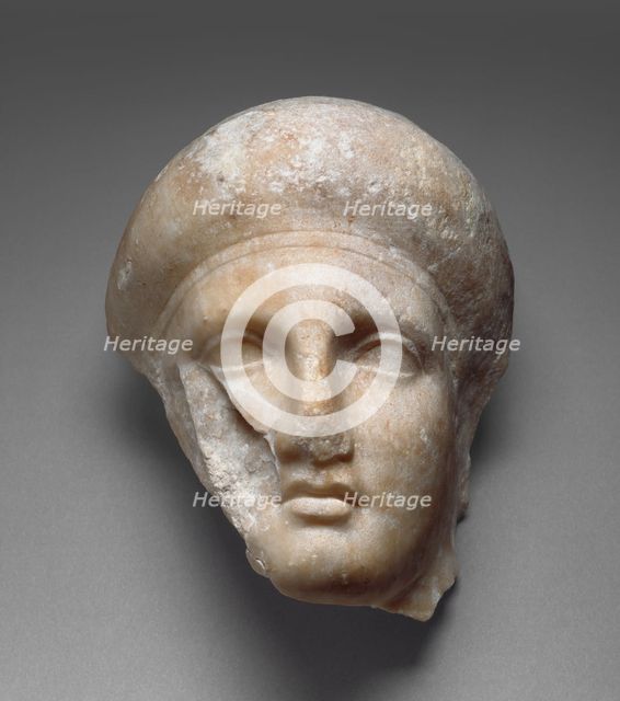 Head of a Female Attendant from a Grave Naiskos, about 350 BC. Creator: Unknown.
