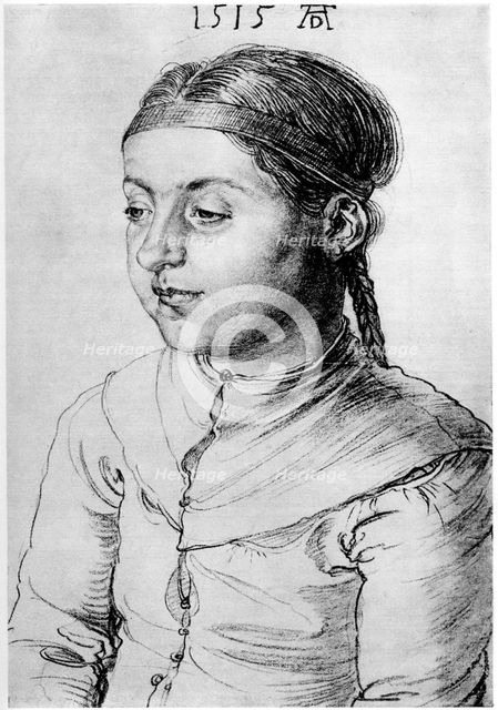 'Head of a Girl', 1515, (1936). Artist: Albrecht Dürer