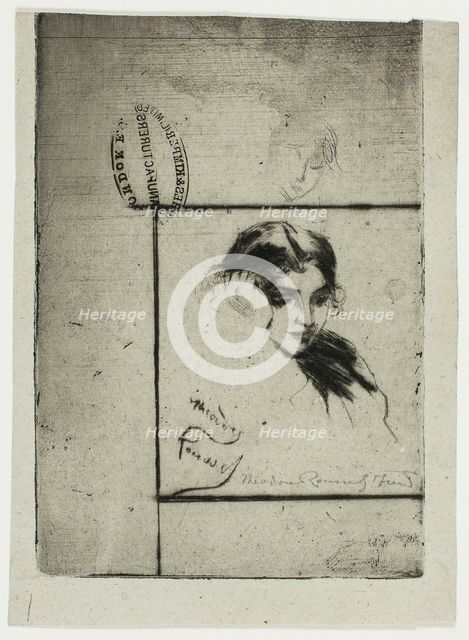 Head of a Girl Leaning on Her Hand, 1895/1900. Creator: Theodore Roussel.
