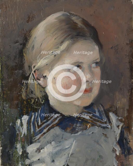 Head of a Girl, Study for the Family Portrait of Baron Magnus von Born, 1890. Creator: Gunnar Berndtson.