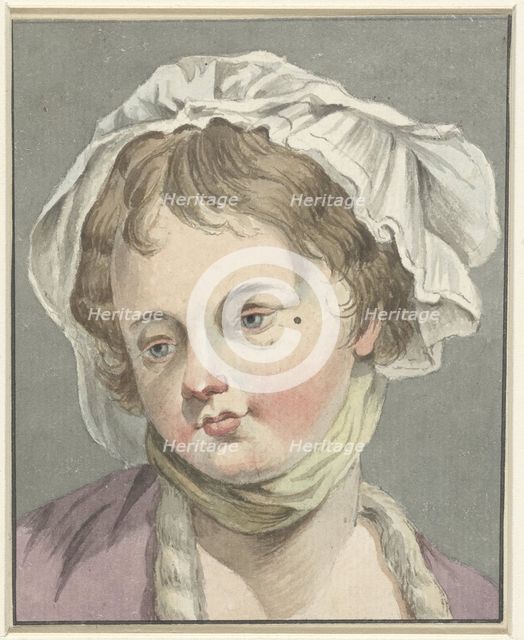 Head of a girl with hat, 1745-1850. Creator: Anon.