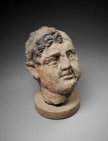 Head of a Greco-Bactrian ruler. From the Oxus Temple, Takht-i Sangin, 3-2 century BC. Creator: Central Asian Art