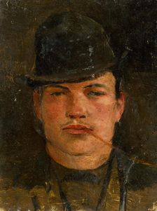 Head of a Lad with a Stiff Hat and a Cheroot, 1890-1900. Creator: Ladislav Mednyanszky