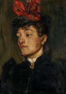 Head of a Lady in a Hat, 1895. Creator: Jozef Hanula