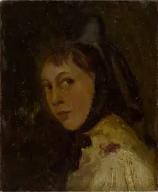 Head of a Peasant Woman, 1872. Creator: Ludwig Knaus