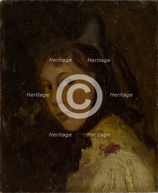 Head of a Peasant Woman, 1872. Creator: Ludwig Knaus.