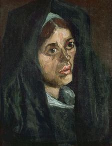 Head of a Peasant Woman in a Green Shawl, 1885. Creator: Gogh, Vincent, van (1853-1890)