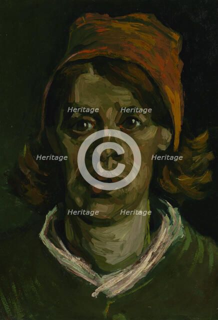 Head of a Peasant woman with red hood, 1885. Artist: Gogh, Vincent, van (1853-1890)