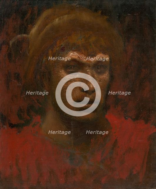 Head of a Rebel Dressed in Red, 1905-1915. Creator: Ladislav Mednyanszky.