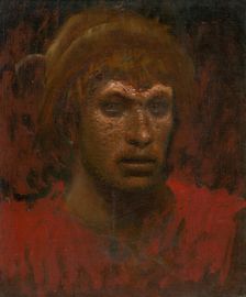 Head of a Rebel Dressed in Red, 1905-1915. Creator: Ladislav Mednyanszky