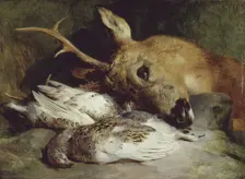 Head of a Roebuck and Two Ptarmigan, c. 1830. Creator: Edwin Henry Landseer