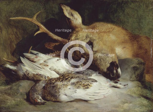 Head of a Roebuck and Two Ptarmigan, c. 1830. Creator: Edwin Henry Landseer.