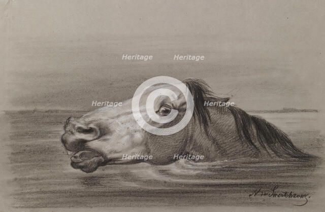 Head of a Swimming Horse, c1865. Creator: Nicolai Egorovich Sverchkov.