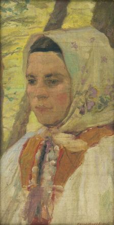 Head of a seated young woman, c1905. Creator: Elemír Halász-Hradil