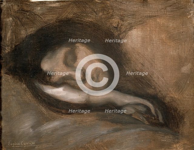'Head of a Sleeping Woman', 19th or early 20th century. Artist: Eugene Carriere