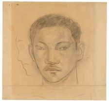 Head of a Tahitian with Profile of Second Head to His Right, 1891/93. Creator: Paul Gauguin