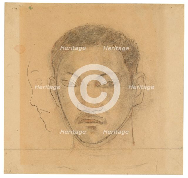 Head of a Tahitian with Profile of Second Head to His Right, 1891/93. Creator: Paul Gauguin.