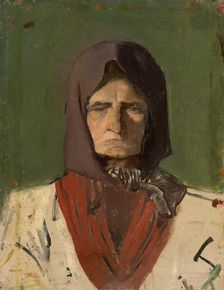 Head of a Villager in a Dark Scarf, 1895-1900. Creator: Ladislav Mednyanszky