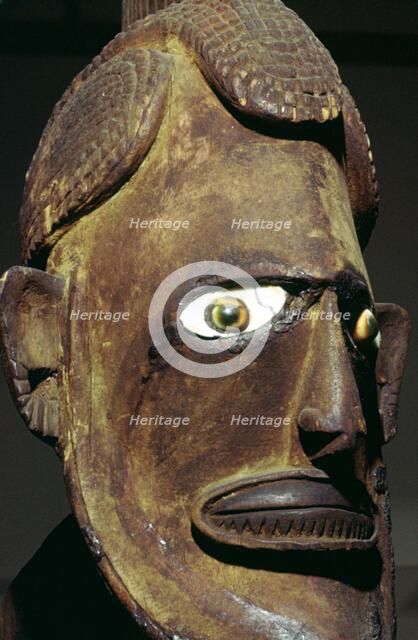 Head of a wooden figure from New Ireland, Melanesian. Artist: Unknown