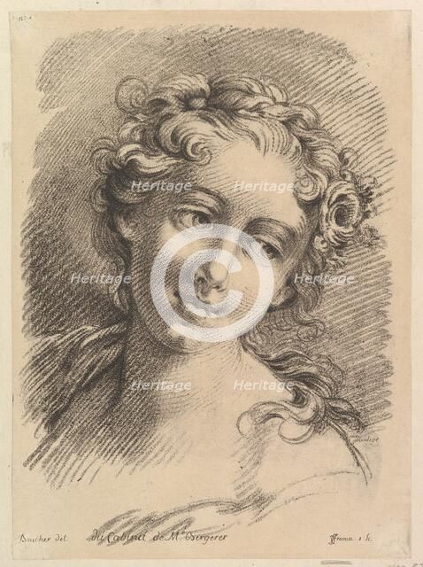 Head of a Woman, 1748-69. Creators: Jean Charles Francois, Francois Boucher.