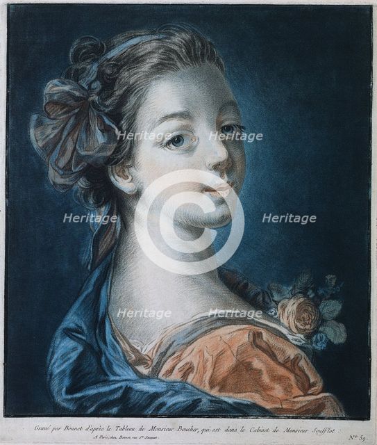 Head of a Woman (Mme. Deshayes?), c. 1771. Creator: Louis-Marin Bonnet (French, 1736-1793).