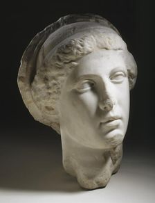 Head of a Woman or Goddess, perhaps Demeter, c.98-117. Creator: Unknown