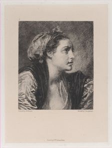 Head of a Woman, after Greuze, 1871. Creator: Jules-Ferdinand Jacquemart