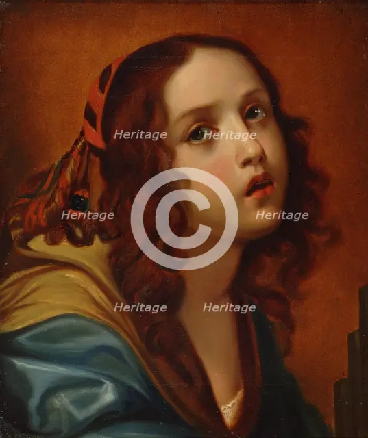 Head of a Woman, copy after Carlo Dolci, 1861. Creator: Karl Emanuel Jansson.