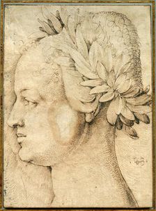 Head of a woman crowned with laurels. Creator: Baldung (Baldung Grien), Hans (1484-1545)