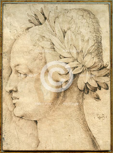Head of a woman crowned with laurels. Creator: Baldung (Baldung Grien), Hans (1484-1545).