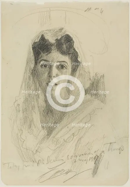Head of a Woman (en Face), 1907. Creator: Anders Leonard Zorn.