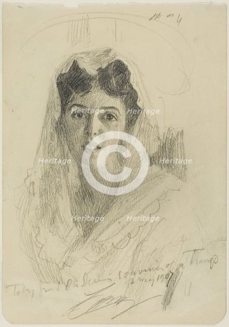 Head of a Woman (en Face), 1907. Creator: Anders Leonard Zorn.