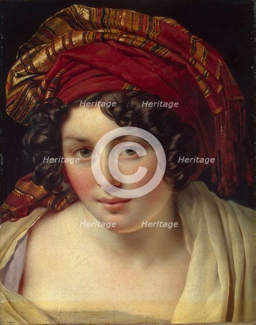 Head of a Woman in a Turban, ca 1820. Artist: Girodet de Roucy Trioson, Anne Louis (1767-1824)