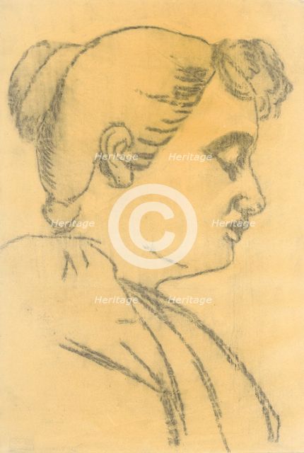 Head of a woman in profile, around 1890. Creator: Kiril Kutlik.