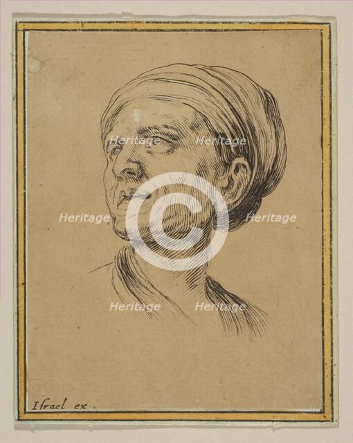 Head of a Woman in Three Quarter View, from 'Various heads and figures' (Diverses tétes et..., 1650. Creator: Stefano della Bella.