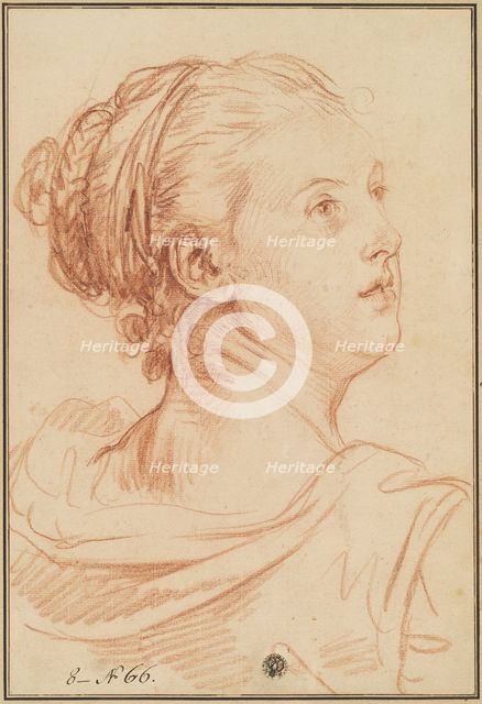 Head of a Woman Looking Back Over Her Shoulder. Creator: Jean-Baptiste Greuze.