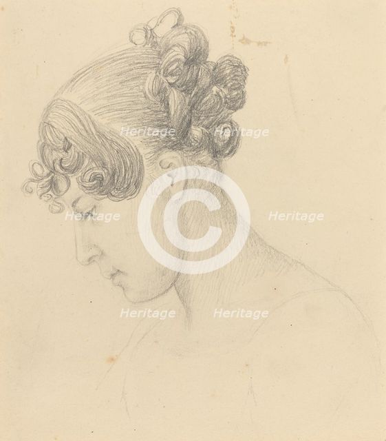 Head of a Woman Looking Down (Theresa Turner?). Creator: John Flaxman.