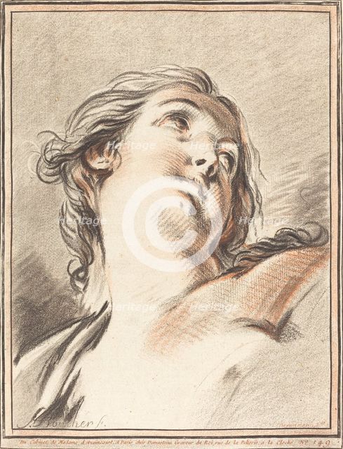 Head of a Woman Looking Up, 1767. Creator: Gilles Demarteau.