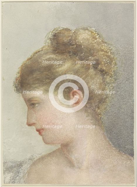Head of a woman, profile facing left, 1837-1892. Creator: Albert Martin.