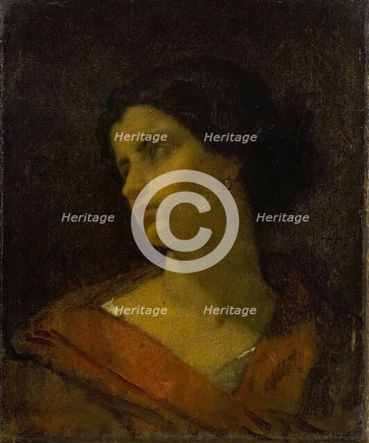 Head of a Woman, Study, 1835-1861. Creator: Thomas Couture.